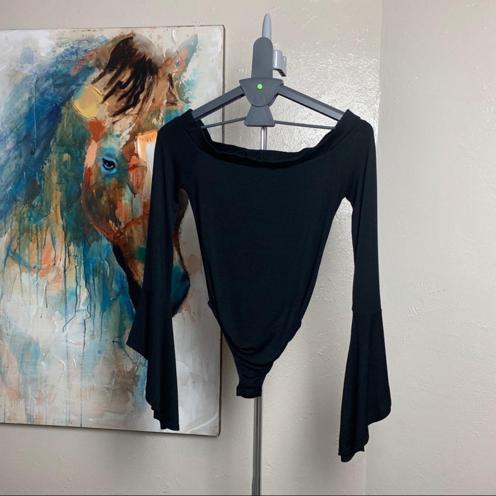 Missguided Off Shoulder Black Bodysuit